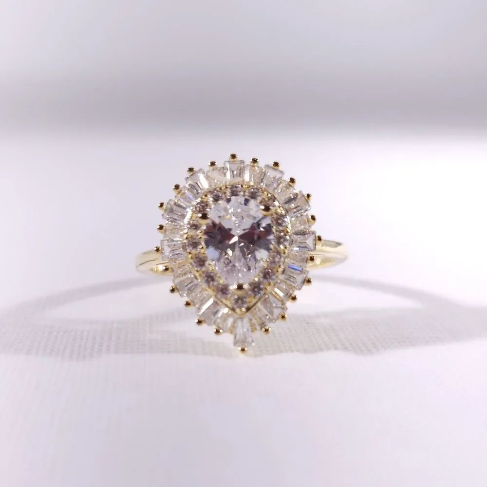 Simulated Diamond CZ Ring 14k over Sterling Silver Size 10